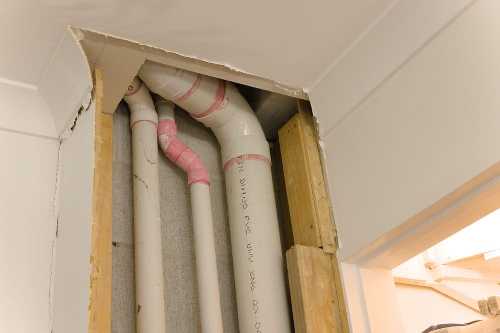 Drywall repair after repiping.